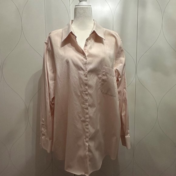 Westbound Tops - Westbound Pink Dress Shirt Blouse, 3X